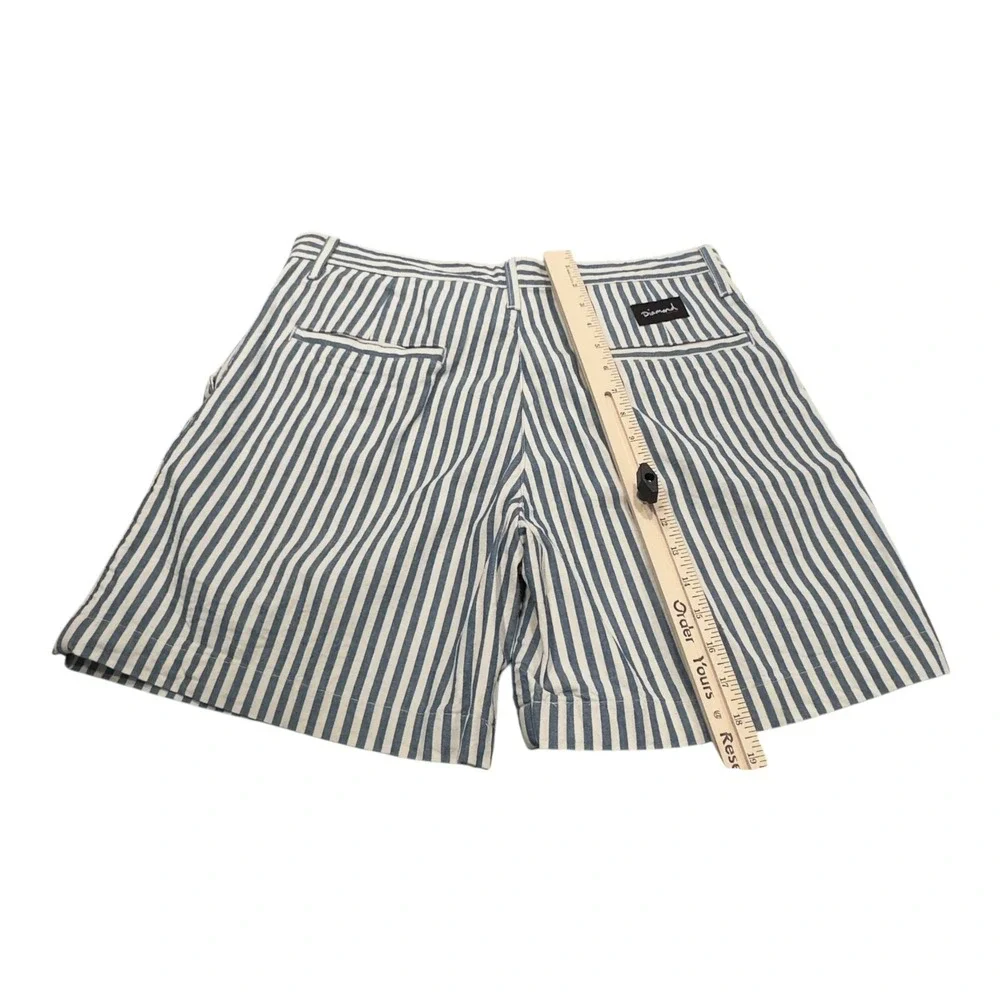 Diamond Supply Co Shorts Men 34 Blue White Striped Canvas D-Ring Skater Casual